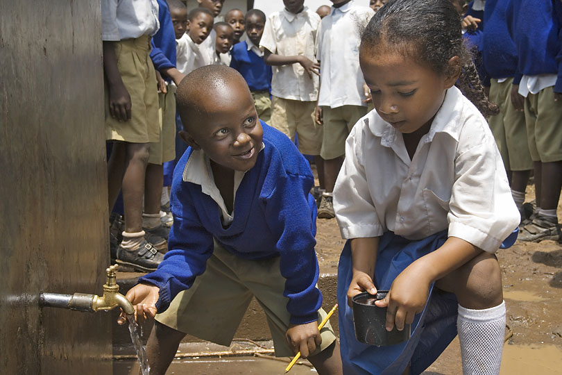 Clean drinking water supply at<p> a Primary School, Tanzania