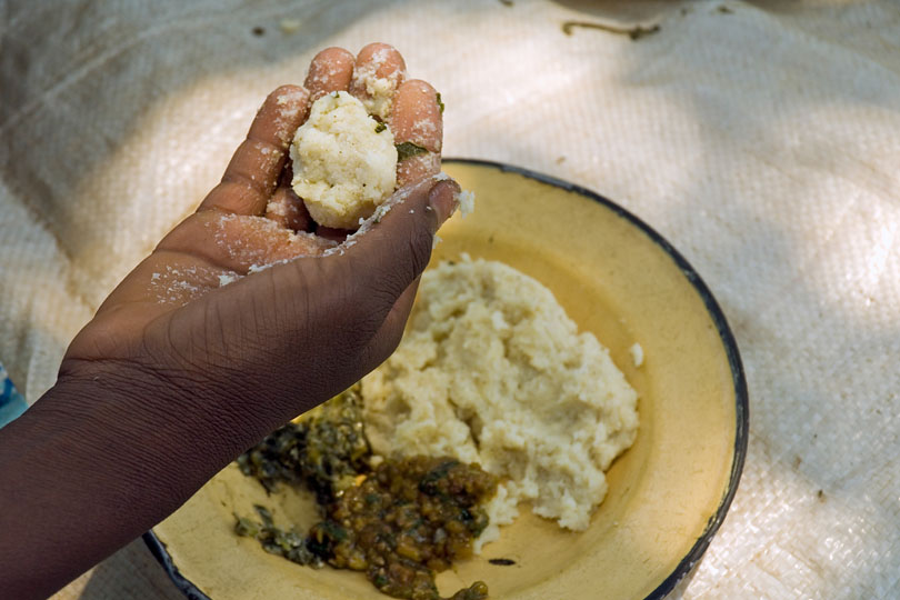 The Zambian diet is mainly composed of cereals, <p>predominantly maize and starchy roots.